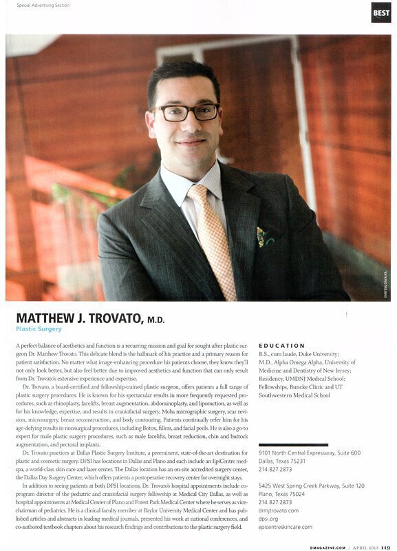 Matthew J. Trovato, M.D., D magazine article, April 2013