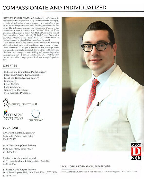 Dr. Trovato was voted among D-Magazine's Best Doctors for 2013