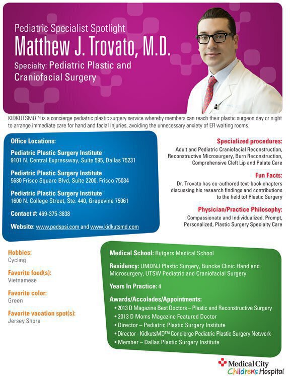 Matthew J. Trovato, M.D. - pediatric plastic and craniofacial surgery specialist article